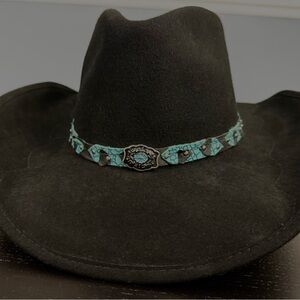 Black Western Hat with Turquoise Band